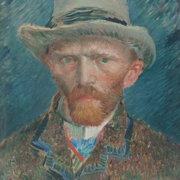 Van gogh's self-portrait, wearing a hat.