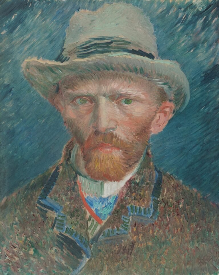 Van gogh's self-portrait, wearing a hat.